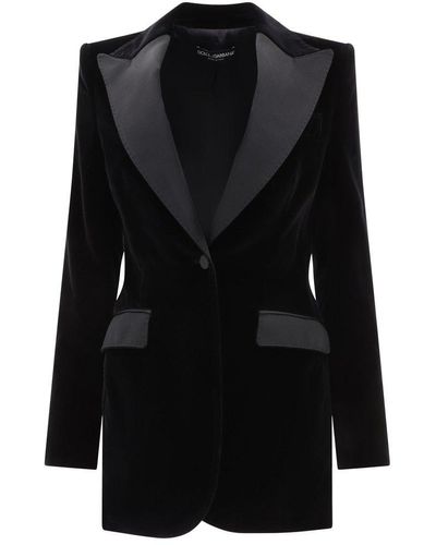 Dolce & Gabbana Velvet Single-Breasted Turlington Tuxedo Jacket - Black