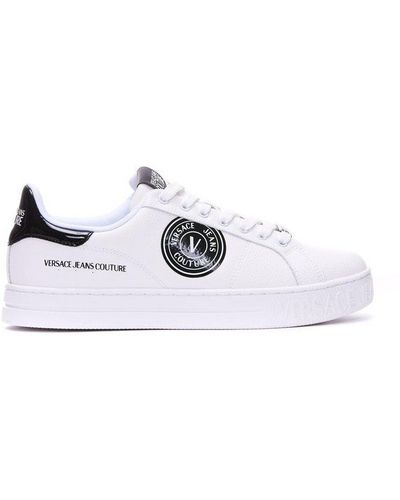 Versace Logo-patch Leather Low-top Trainers - White