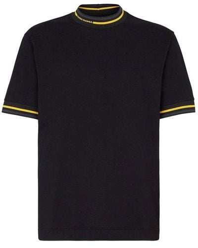 Fendi Contrast Trim Crewneck T-shirt - Black