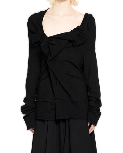 Yohji Yamamoto Asymmetric-design Draped Sweater - Black
