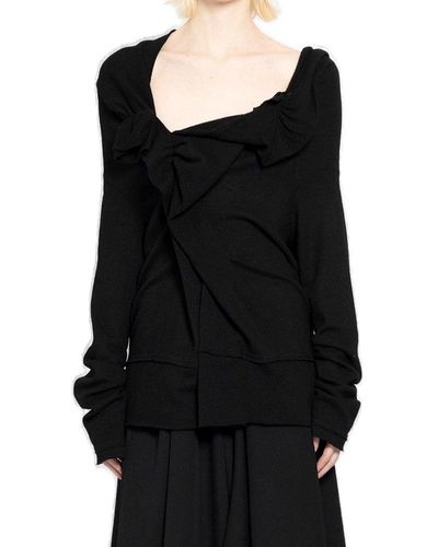 Yohji Yamamoto Asymmetric-design Draped Jumper - Black