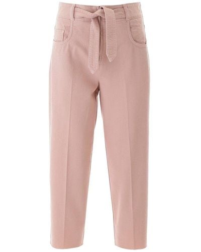 Pinko Belted Straight-leg Cropped Jeans - Pink