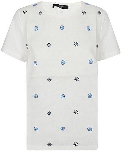 Weekend by Maxmara Geometric Embroidered Crewneck T-shirt - White