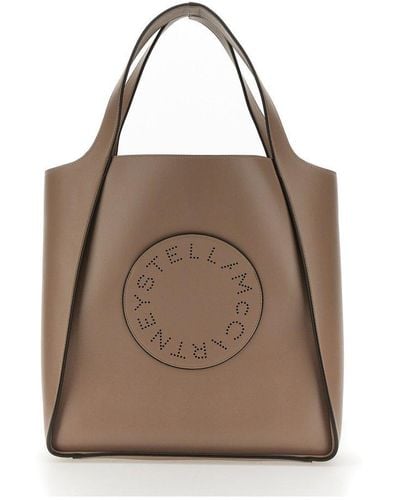 Stella McCartney Square Tote Bag With Logo - Natural