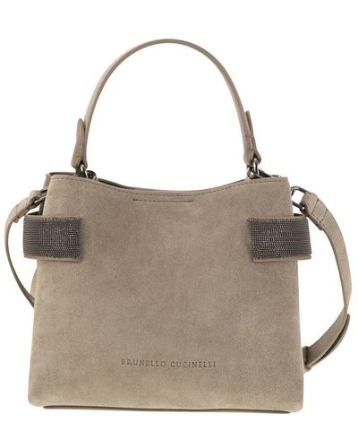 Brunello Cucinelli Embellished Top Handle Bag - Gray