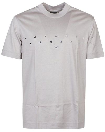 Emporio Armani Logo-embroidered Crewneck T-shirt - Grey