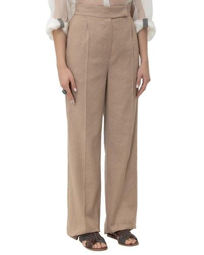 Brunello Cucinelli Pants With Darts - Natural