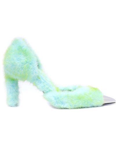 Area Pointed Toe Slip-on Pumps - Green