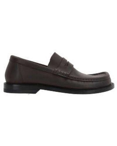 Loewe Campo Round Asymmetrical Toe Loafers - Brown