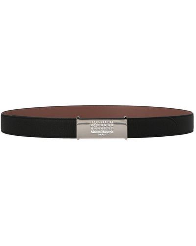 Maison Margiela Logo Engraved Buckle Reversible Belt - Black