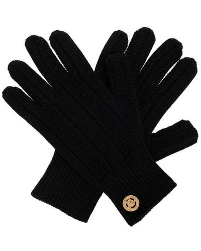 Versace Wool Gloves, - Black