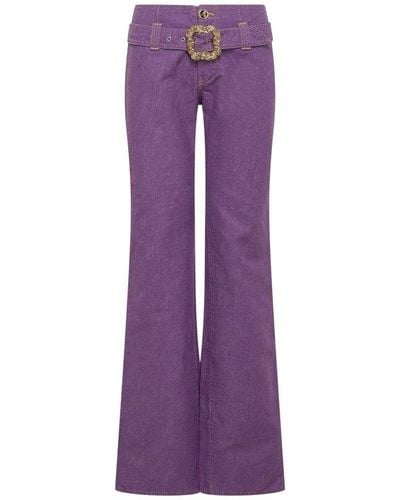 Cormio Patch Low-rise Belted Flared Pants - Purple