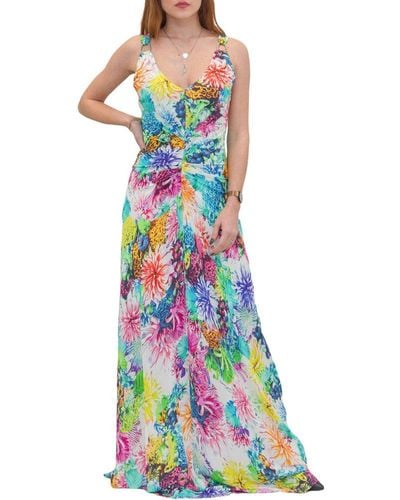 Just Cavalli Allover Floral Printed Maxi Dress - Blue
