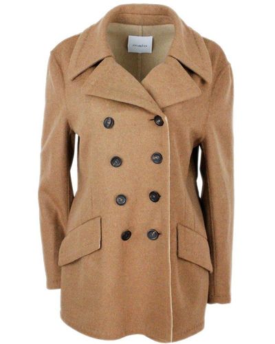 Malo Long-sleeved Double-breasted Coat - Brown