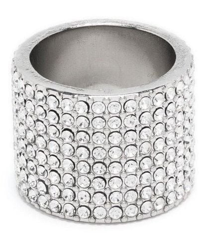 AMINA MUADDI Thick Band Crystal-embellished Ring - White