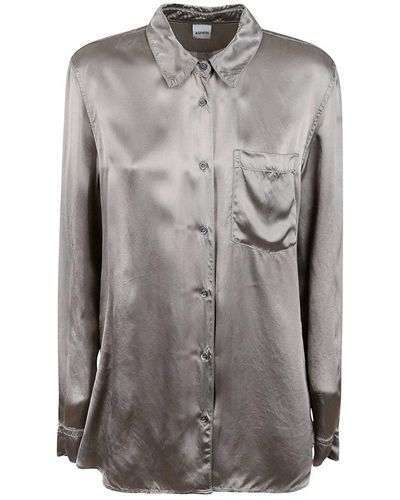 Aspesi Patched Pocket Shiny Shirt - Grey