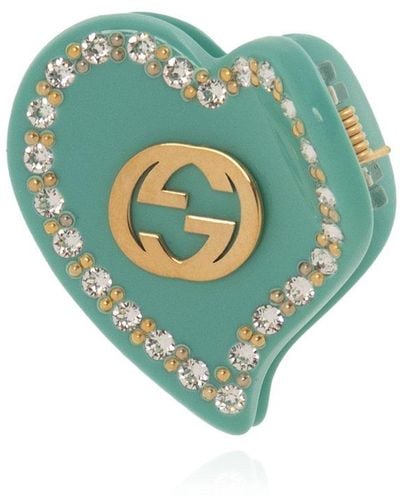 Gucci Heart-shaped Hair Clip - Green