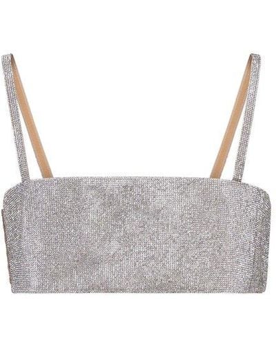 Nue Charlotte Embellished Cropped Top - Gray