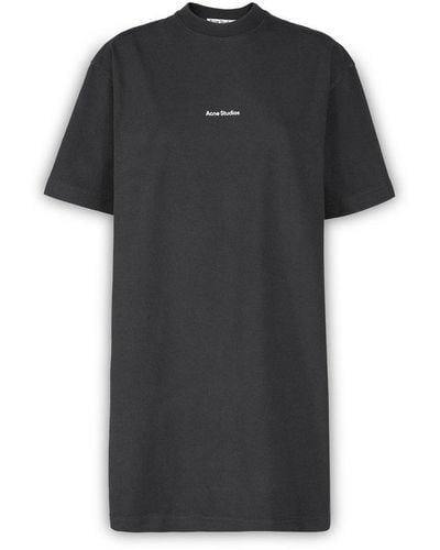 Acne Studios Logo Printed T-shirt Dress - Black