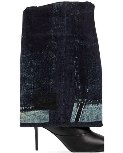 Jimmy Choo X Jean Paul Gaultier Cuff Pointed-toe Over-the-knee Boots - Blue