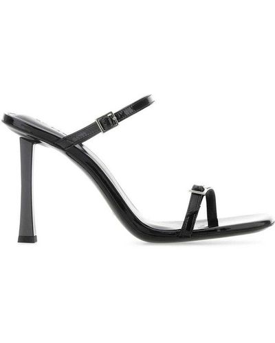 BY FAR Square Toe Ankle Strap Sandals - Black
