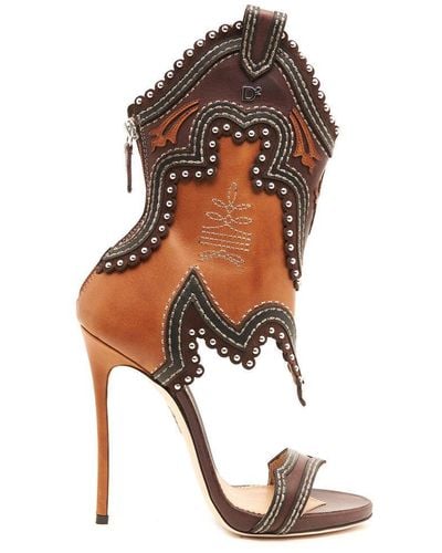 DSquared² 120mm Rodeo Girl Leather Sandals - Brown