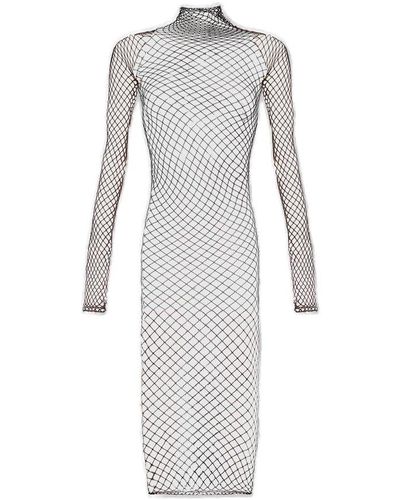 Balenciaga Mesh Detail Maxi Dress - Gray