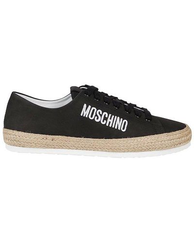 Moschino Logo Detailed Lace-up Espadrilles - Black