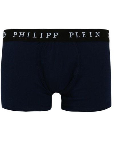 Philipp Plein Skull-embroidered Boxers - Blue