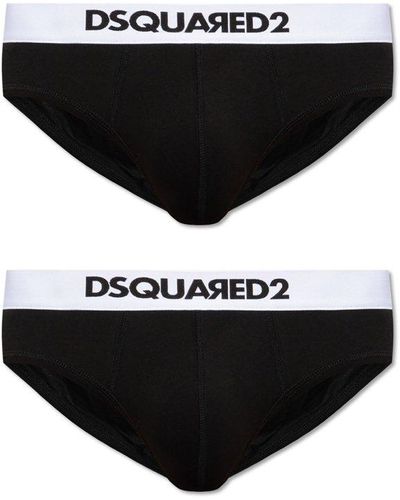 DSquared² 2 Pack Logo Waistband Briefs - Black