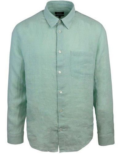 A.P.C. Buttoned Long-sleeved Shirt - Green