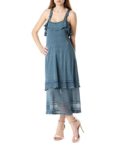 M Missoni Crossover Strap Midi Dress - Blue