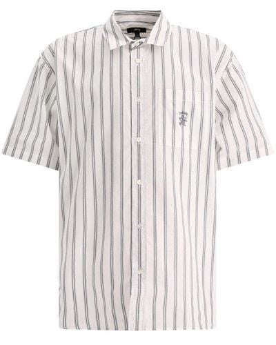 Stussy Logo-embroidered Striped Shirt - White