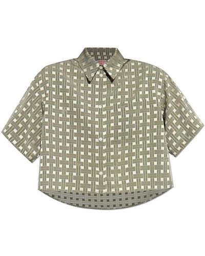 KENZO Chequered Pattern Cropped Shirt - Multicolour