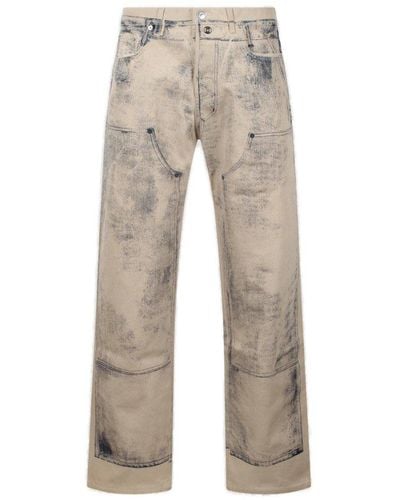 Dior Button Detailed Straight Leg Jeans - Natural
