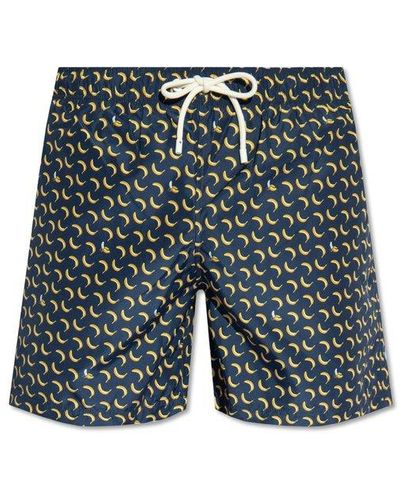 Palm Angels Banana-printed Drawstring Swim Shorts - Blue