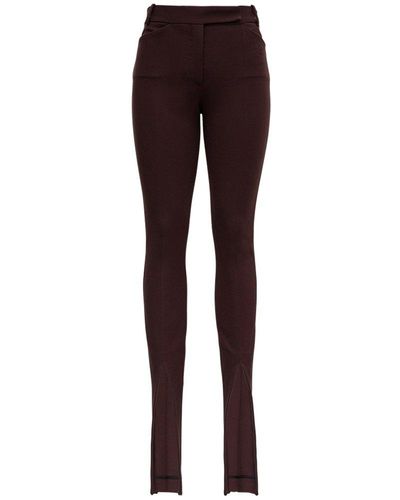 The Attico Front Split Slim-fit Trousers - Brown