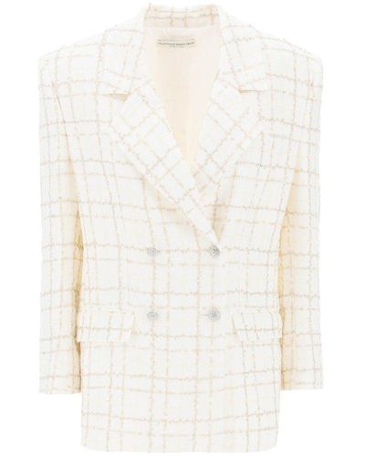 Alessandra Rich Double Breasted Tweed Jacket - White