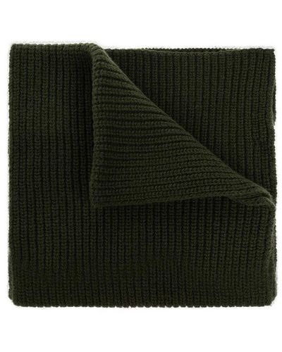 Stone Island Logo Patch Knitted Scarf - Black