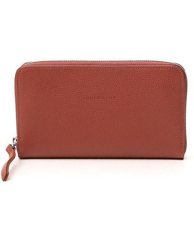 Longchamp Zipped Continental Wallet - Red