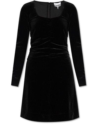 Ganni Velour Dress - Black