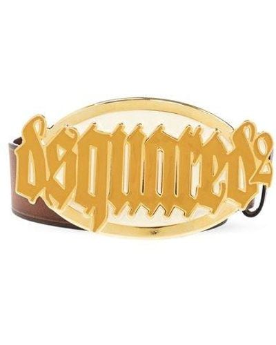 DSquared² Gothic Logo-buckled Belt - Metallic
