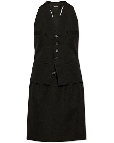 DSquared² V-neck Sleeveless Mini Dress - Black