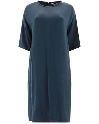 Max Mara Terra Satin T-shirt Dress - Blue