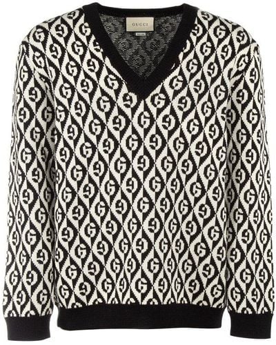 Gucci G Rhombus V-neck Sweater - Black
