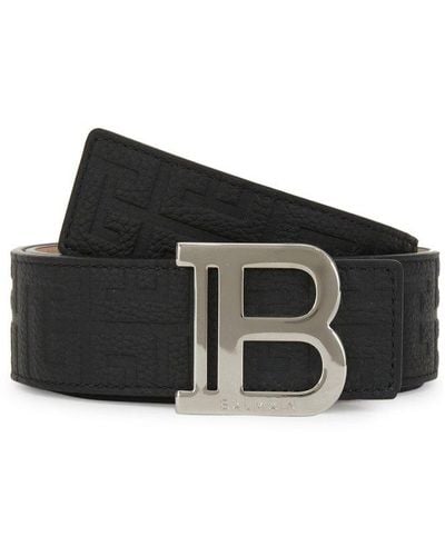 Balmain Logo Plaque Belt - Black
