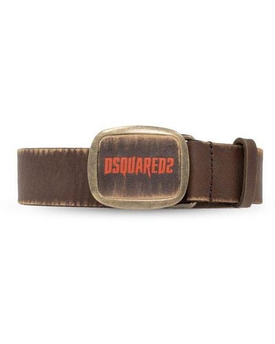 DSquared² Logo Buckle Vintage Belt - Brown