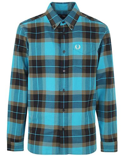 Fred Perry Checked Button-up Shirt - Blue