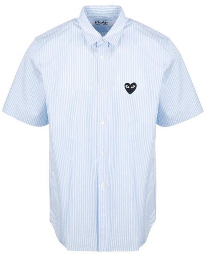 COMME DES GARÇONS PLAY Striped Heart Patch Shirt - Blue