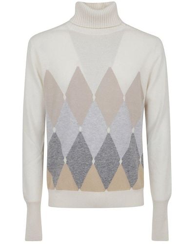 Ballantyne Roll-neck Knitted Jumper - Grey